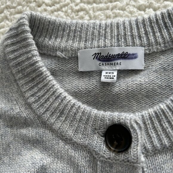 Madewell $198 Cashmere Heather Gray Button-Front Cardigan Sweater Size XXS - Picture 5 of 16